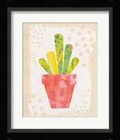 Collage Cactus VI on Graph Paper Framed Print