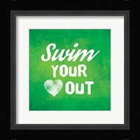 Swim Your Heart Out - Green Vintage Fine Art Print
