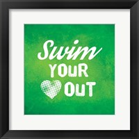 Swim Your Heart Out - Green Vintage Fine Art Print