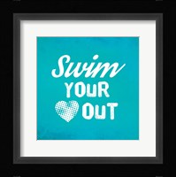 Swim Your Heart Out - Teal Vintage Fine Art Print