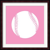 White Softball on Baby Pink Fine Art Print