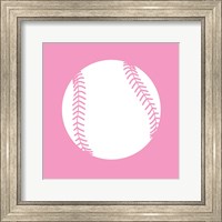White Softball on Baby Pink Fine Art Print
