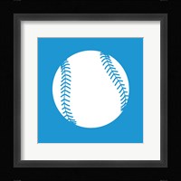 White Softball on Blue Fine Art Print