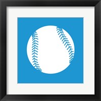 White Softball on Blue Fine Art Print