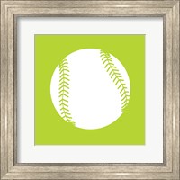 White Softball on Lime Fine Art Print