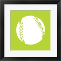 White Softball on Lime Fine Art Print