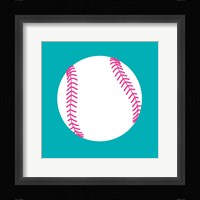 White Softball on Teal Fine Art Print