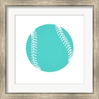 Teal Softball on White Fine Art Print