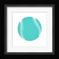 Teal Softball on White Fine Art Print