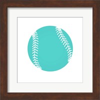 Teal Softball on White Fine Art Print