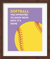 Softball Quote - Yellow on Purple Fine Art Print