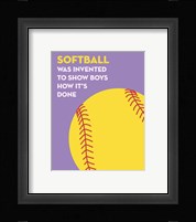 Softball Quote - Yellow on Purple Fine Art Print