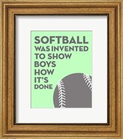 Softball Quote - Grey On Mint Fine Art Print