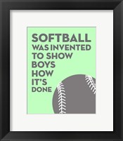 Softball Quote - Grey On Mint Fine Art Print