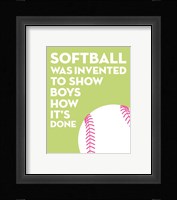 Softball Quote - White on Lime Fine Art Print