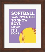 Softball Quote - Yellow on Purple 2 Fine Art Print