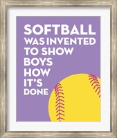Softball Quote - Yellow on Purple 2 Fine Art Print