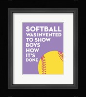 Softball Quote - Yellow on Purple 2 Fine Art Print
