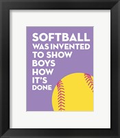 Softball Quote - Yellow on Purple 2 Fine Art Print