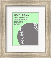 Softball Quote - Grey On Mint 2 Fine Art Print
