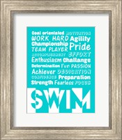 Swimming Word Cloud - White Fine Art Print