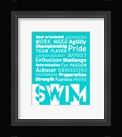 Swimming Word Cloud - White Fine Art Print