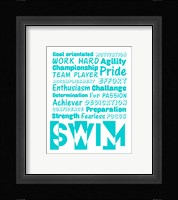 Swimming Word Cloud - Teal Fine Art Print