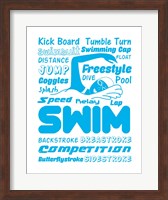 Swimming Word Cloud - Blue Fine Art Print