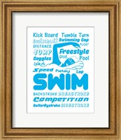 Swimming Word Cloud - Blue Fine Art Print
