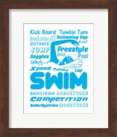 Swimming Word Cloud - Blue Fine Art Print