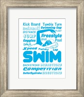 Swimming Word Cloud - Blue Fine Art Print