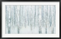 Birches in Winter Blue Gray Framed Print