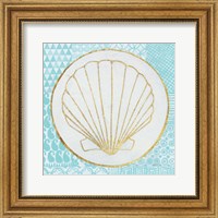 Summer Shells II Teal and Gold Fine Art Print