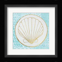 Summer Shells II Teal and Gold Framed Print