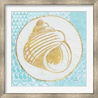 Summer Shells III Teal and Gold Fine Art Print