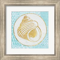 Summer Shells III Teal and Gold Fine Art Print