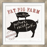 Farm Linen Pig Black Fine Art Print