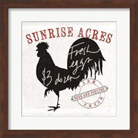 Farm Linen Rooster Black Fine Art Print