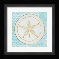 Summer Shells I Teal and Gold Framed Print