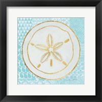 Summer Shells I Teal and Gold Fine Art Print