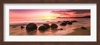 Boulders on the Beach at Sunrise, Moeraki, New Zealand Fine Art Print