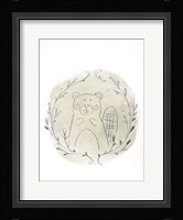 Golden Woodland Vignette III - Metallic Foil Framed Print