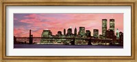 Manhattan at Night - Pink Sky Fine Art Print