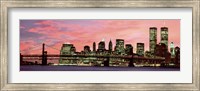 Manhattan at Night - Pink Sky Fine Art Print