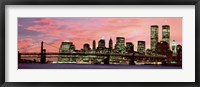 Manhattan at Night - Pink Sky Fine Art Print