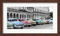 Cars Parked in Line, Havana, Cuba Fine Art Print