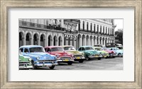 Cars Parked in Line, Havana, Cuba Fine Art Print