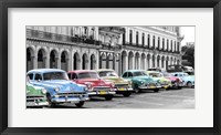 Cars Parked in Line, Havana, Cuba Fine Art Print