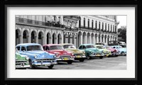 Cars Parked in Line, Havana, Cuba Fine Art Print