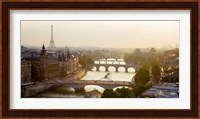 Bridges over the Seine River, Paris Sepia Fine Art Print